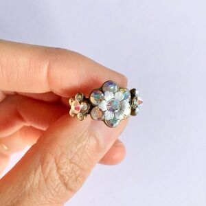 Michal Negrin Iridescent Floral Cocktail Ring 90s Fashion